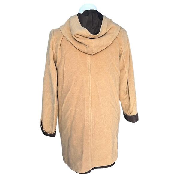 J Jill reversible wool blend coat hood tan brown size medium - Picture 4 of 14